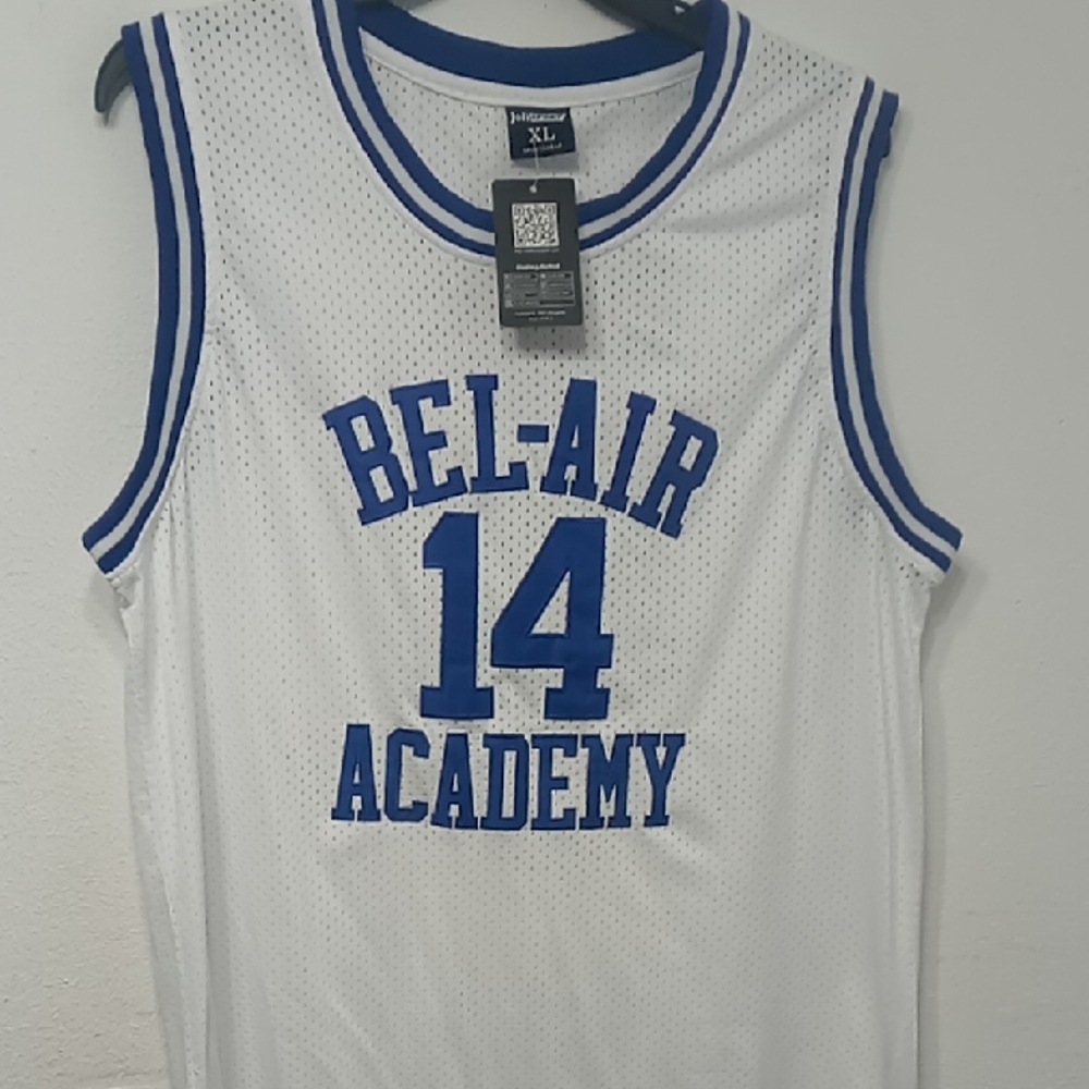 Men's New Bel-Air Academy White and Blue Jersey with Smith On The Back Size XL